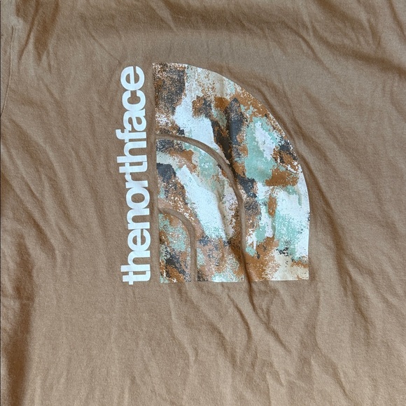 The North Face Abstract Logo Beige T-Shirt SIZE S - Picture 2 of 5